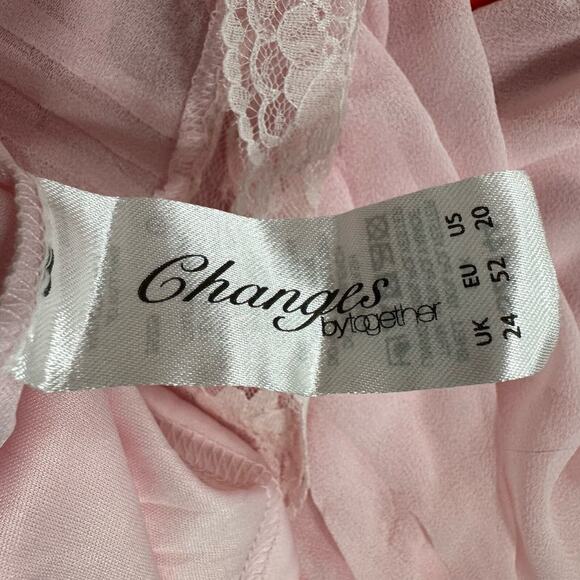 Changes‎ by Together Pink Blouse Womens 20 Lace Crochet Lined Semi Sheer Sleeves - Picture 6 of 7